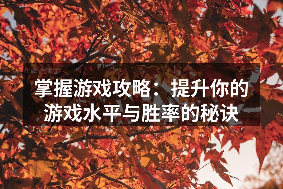 掌握游戏攻略：提升你的游戏水平与胜率的秘诀